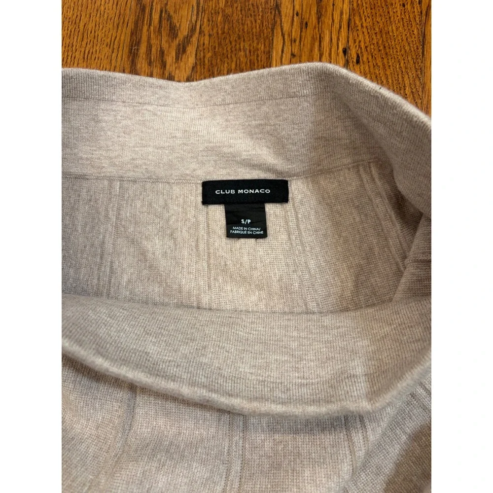 Club Monaco Oatmeal Heather Knit Pleated A-Line Mini Skirt Beige S